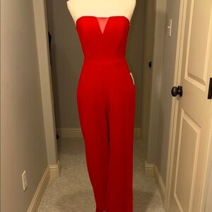 NWT Teeze Me Strapless Red Jumpsuit